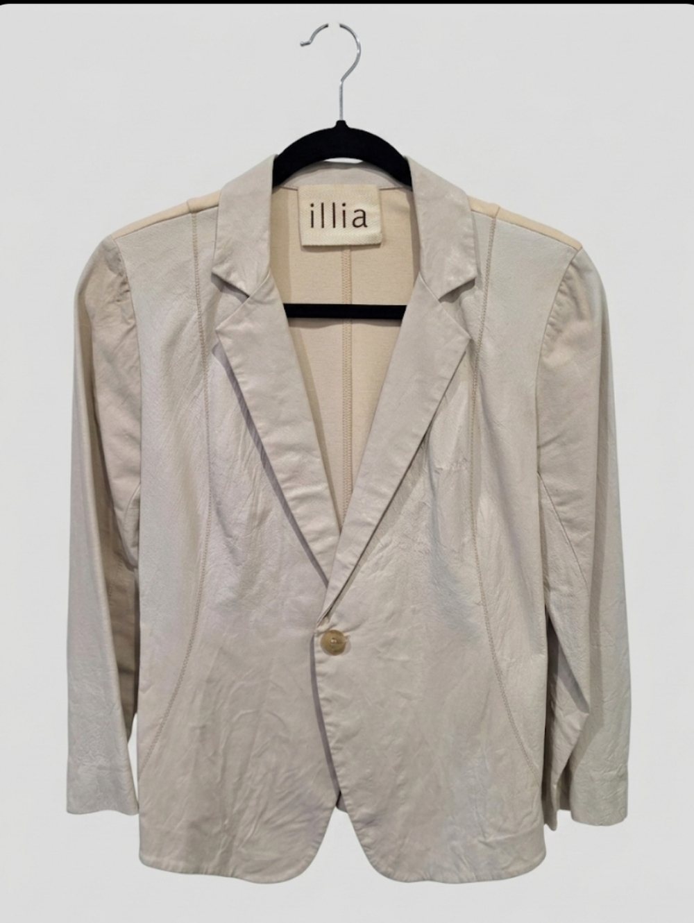 illia - One Button 100% Leather w/ Strech Material Jacket Blazer Sz. 6